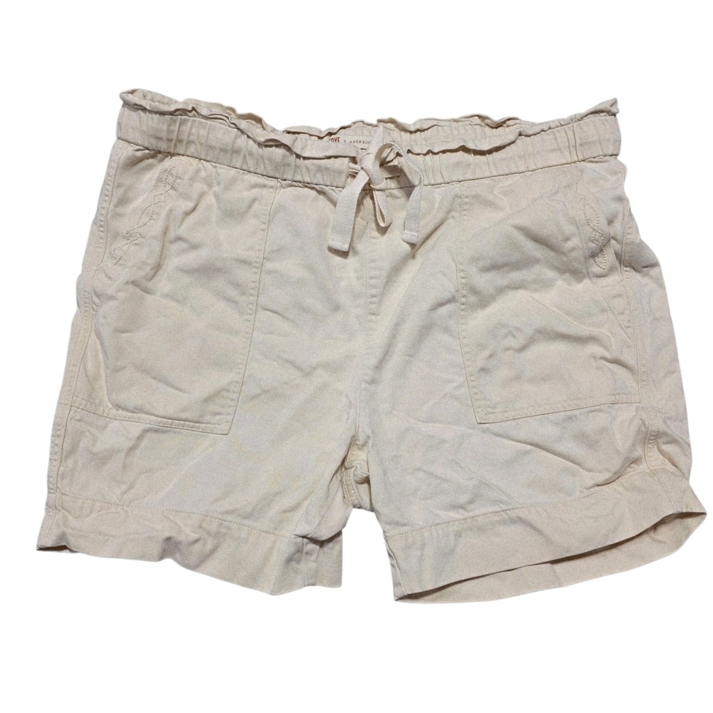 Frye‎ x Anthropologie Beige Cotton Blend Drawstring Waist Shorts Size 32
